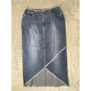 L.A. Blue Womens size 12 stretch denim jean long skirt seemless NWT Vintage 80's